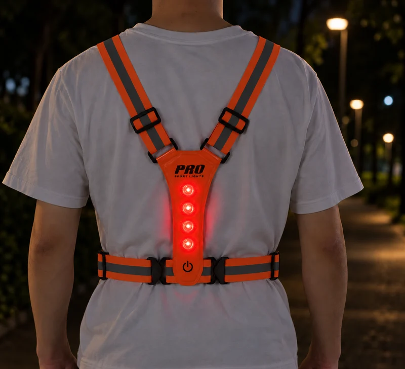Hardloopvest Met Verlichting en Reflectoren LED Veiligheidsvest USB-C Oplaadbaar Fietsen One Size