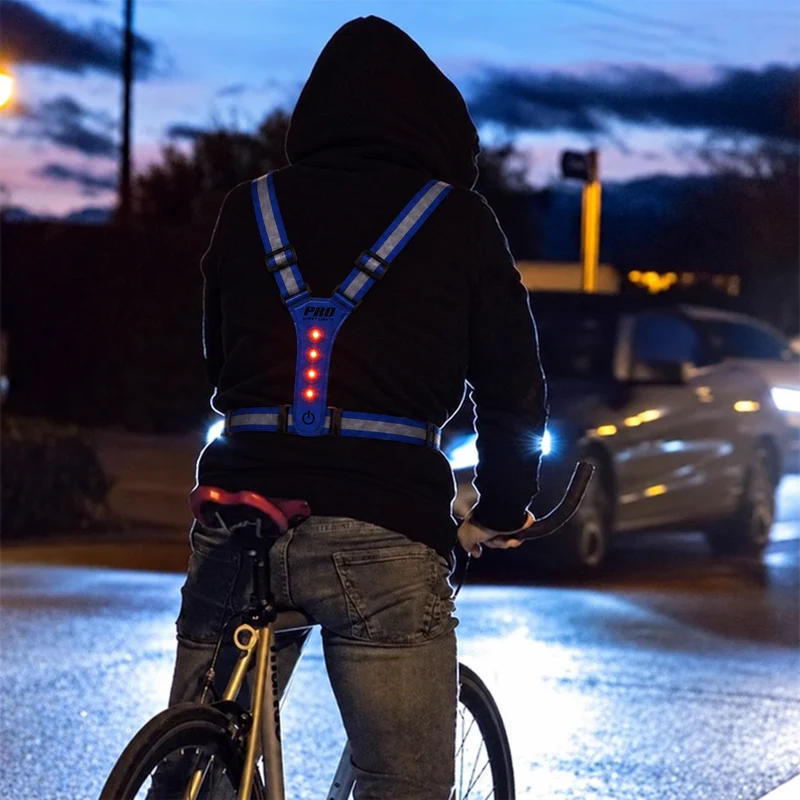 Hardloopvest Met Verlichting en Reflectoren LED Veiligheidsvest USB-C Oplaadbaar Fietsen One Size