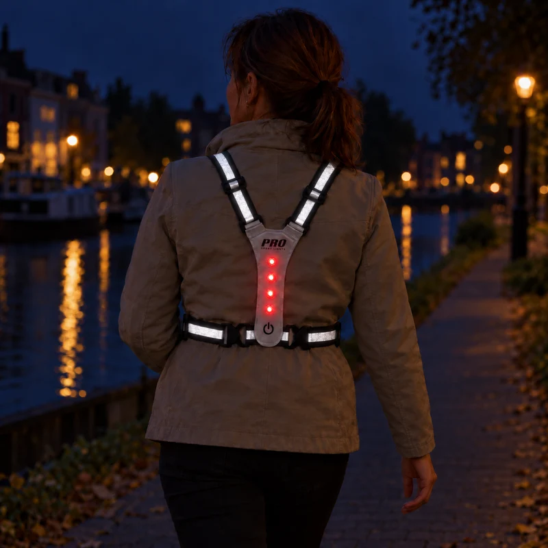 Hardloopvest Met Verlichting en Reflectoren LED Veiligheidsvest USB-C Oplaadbaar Fietsen One Size