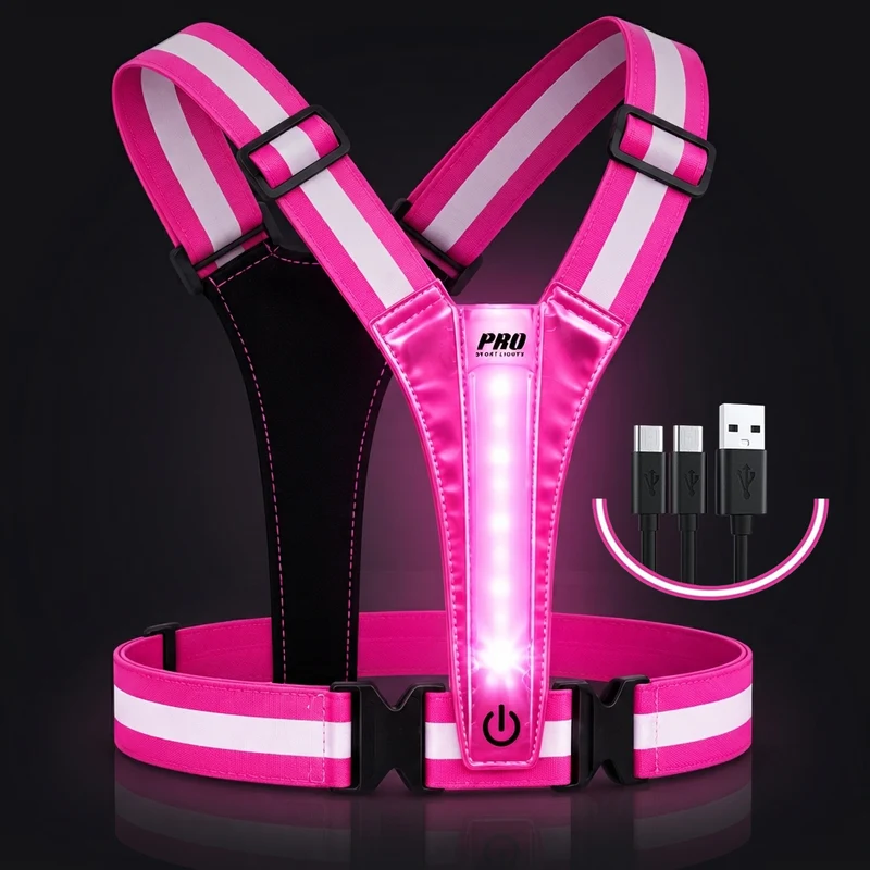 Hardloopvest Met Verlichting Reflecterende Veiligheidsvest LED USB-C Oplaadbaar Fietsen Wandelen