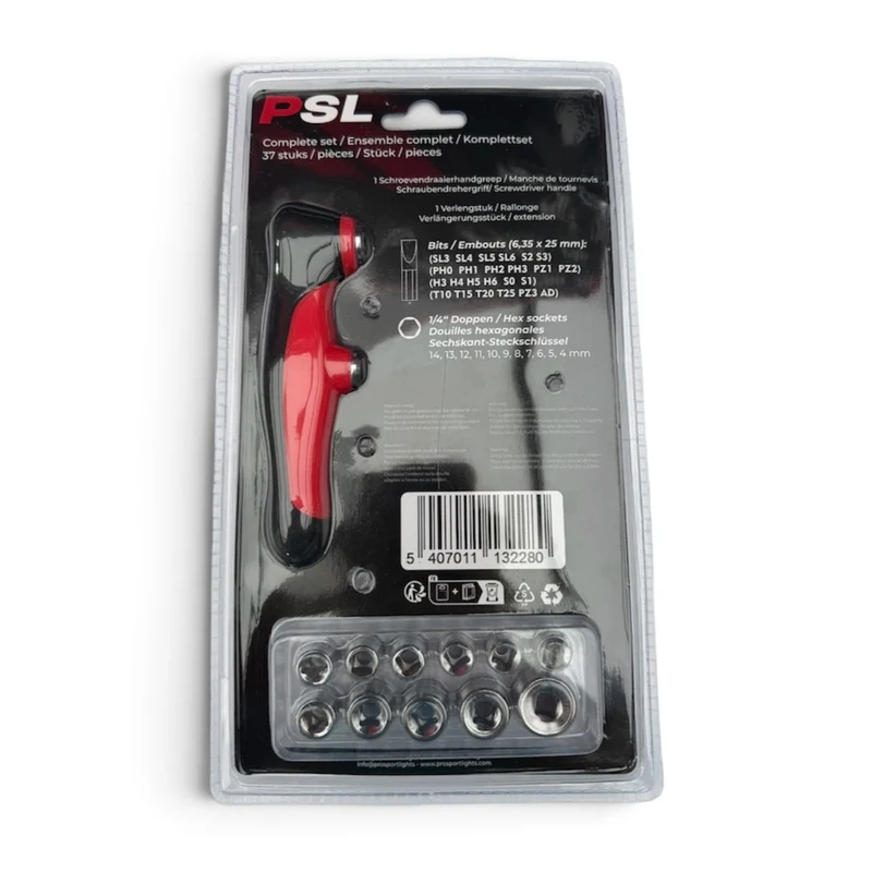 Schroevendraaierset 37-delig T-greep Bitset en Dopsleutelset Doppen 4–14 mm Gereedschapset