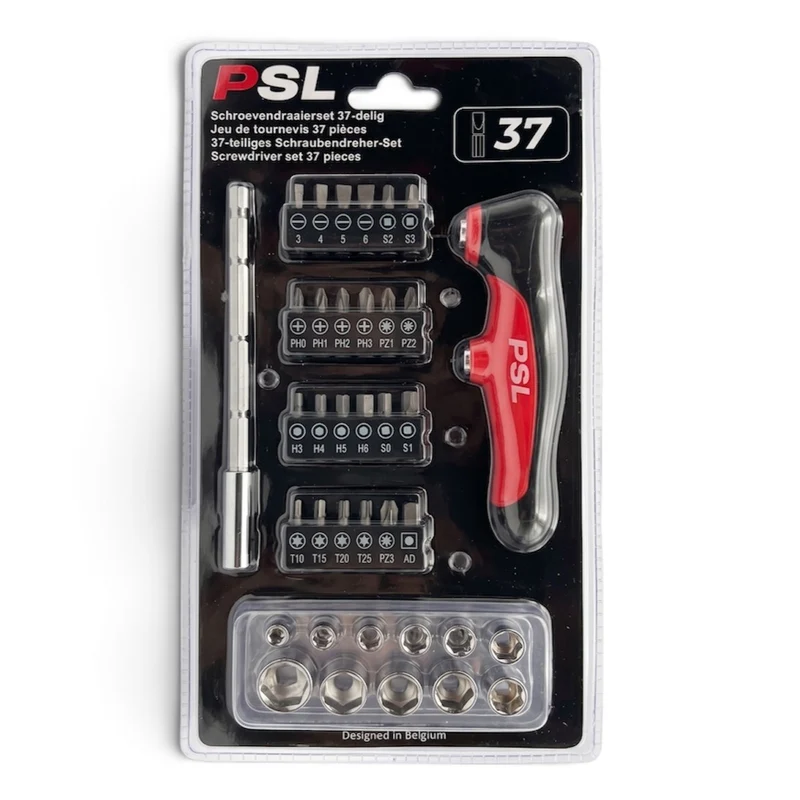 Schroevendraaierset 37-delig T-greep Bitset en Dopsleutelset Doppen 4–14 mm Gereedschapset