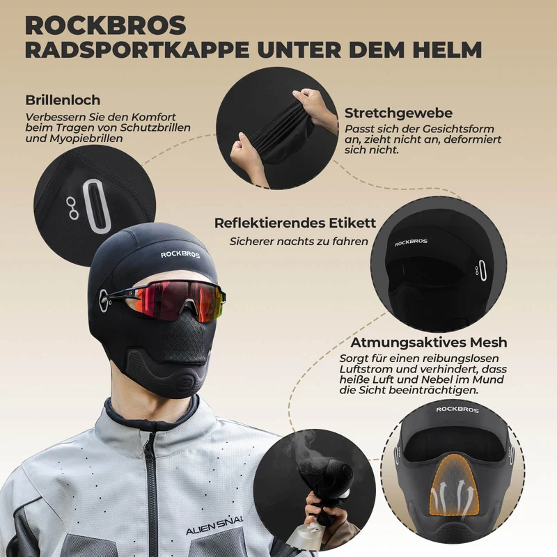 ROCKBROS Winter Balaclava Multifunktion Sturmhaube Winddicht Atmungsaktiv