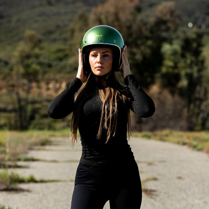 Biltwell Bonanza Metallic Irish Green Open Face Motorcycle Helmet