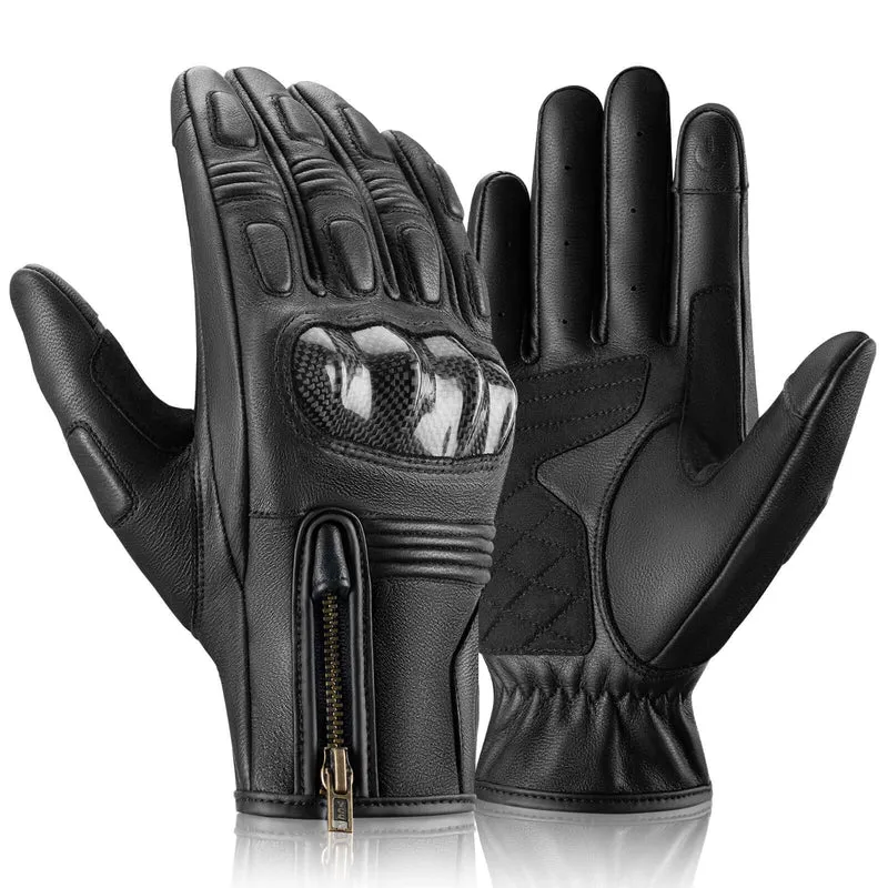 ROCKBROS Motorradhandschuhe Touchscreen Leder Vollfinger Handschuhe Amtungsaktiv