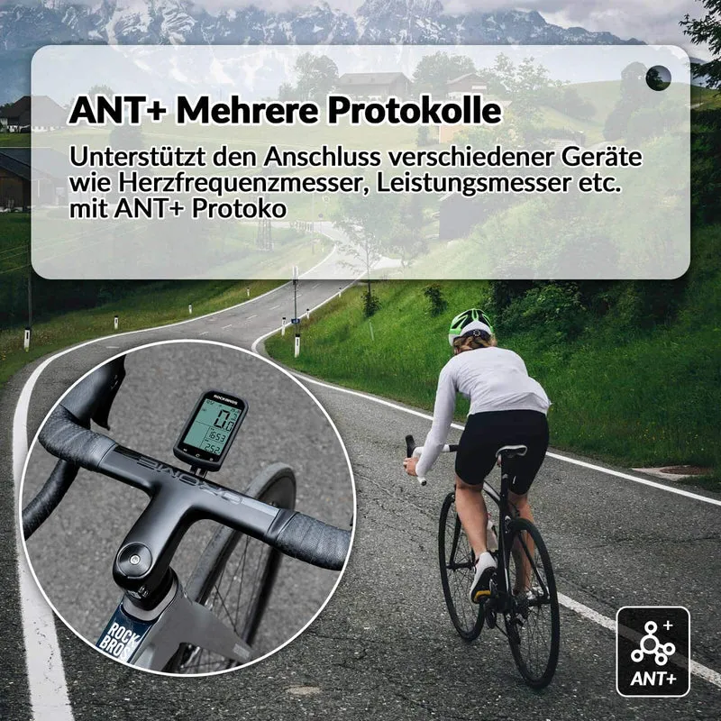 ROCKBROS Fahrradcomputer Kabellos GPS wasserdicht Tachometer und Kilometerzähler