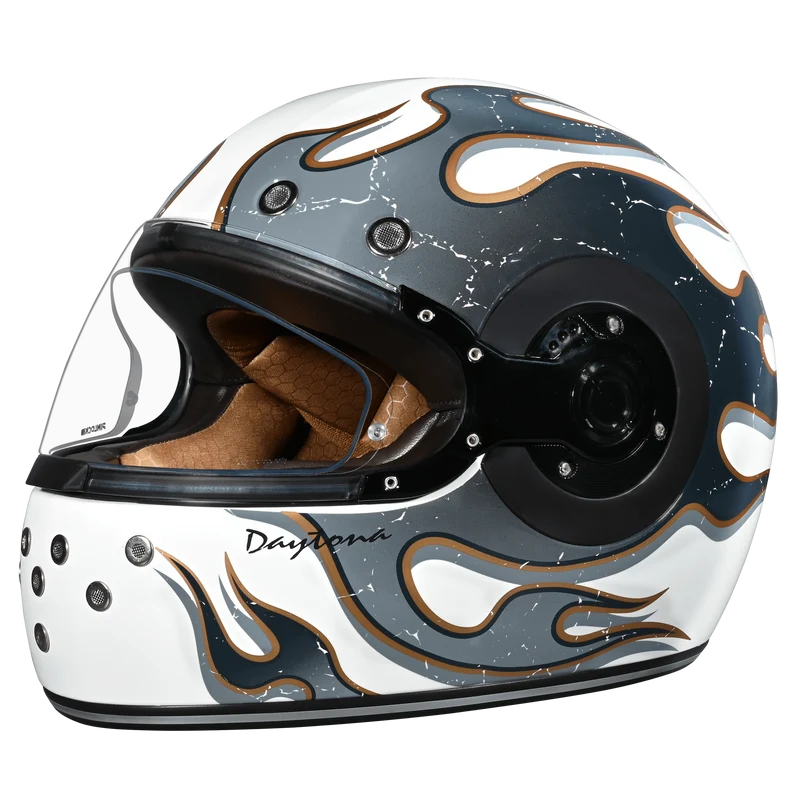Daytona Retro Flames Full Face Motorcycle Helmet
