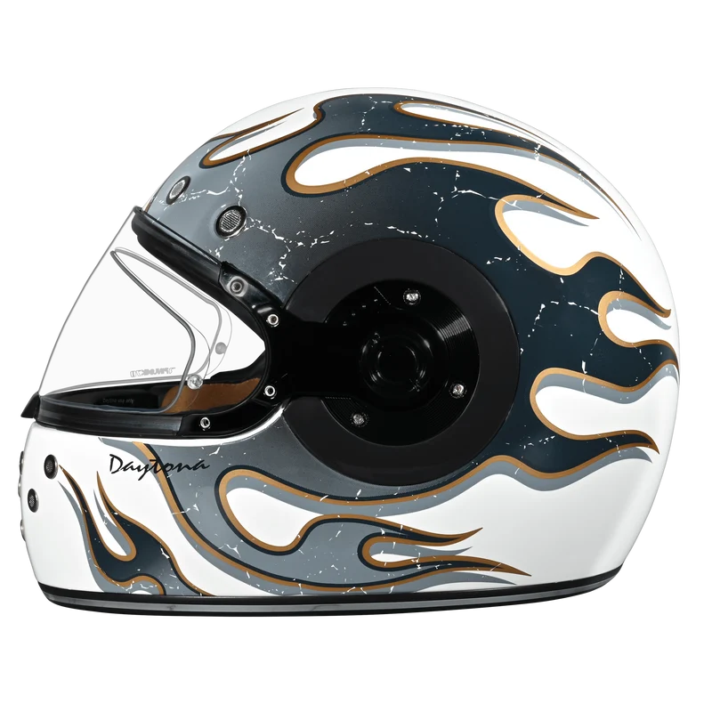 Daytona Retro Flames Full Face Motorcycle Helmet