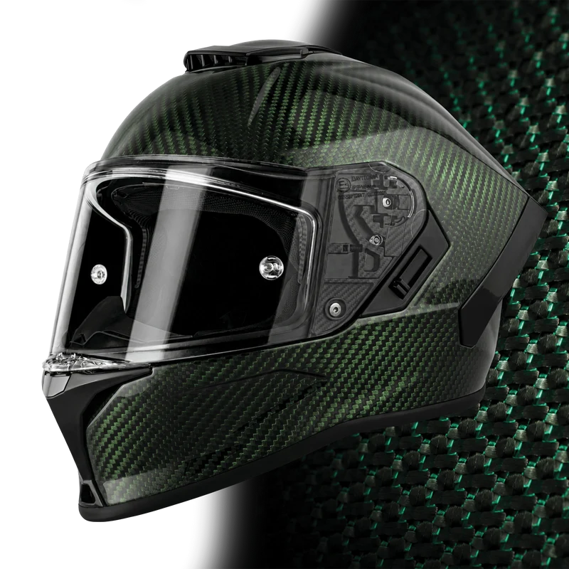 Daytona Viper Green Carbon Fiber Full Face Motorcycle Helmet