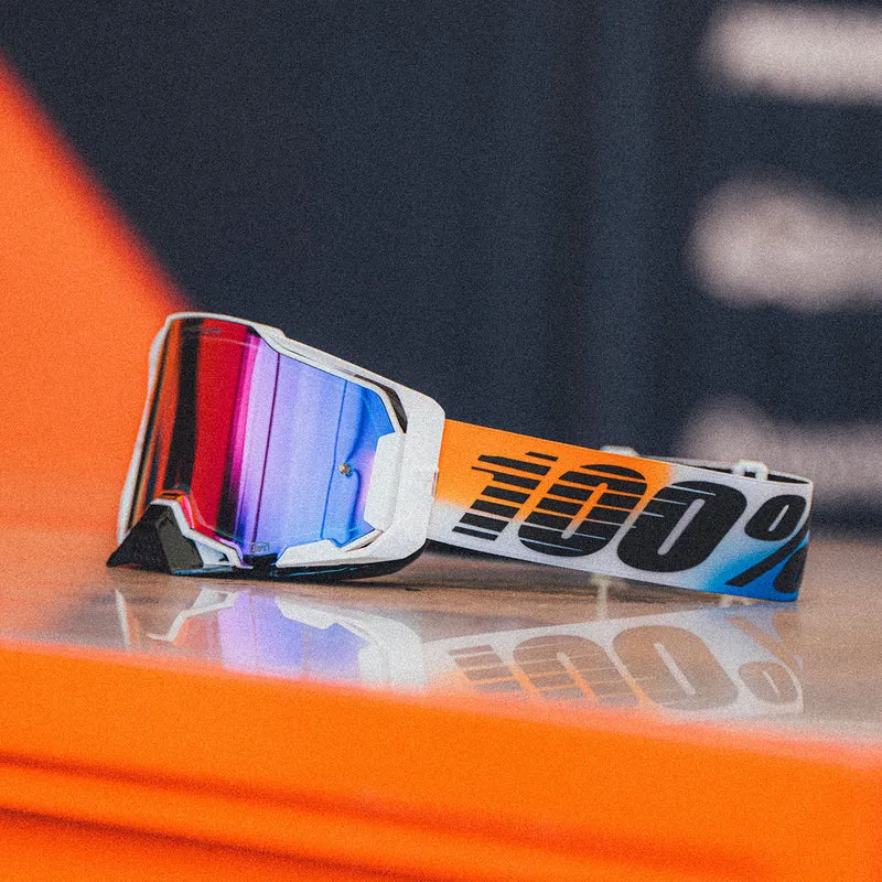 100% Armega Hiper United Mirror Red/Blue Lens Goggle
