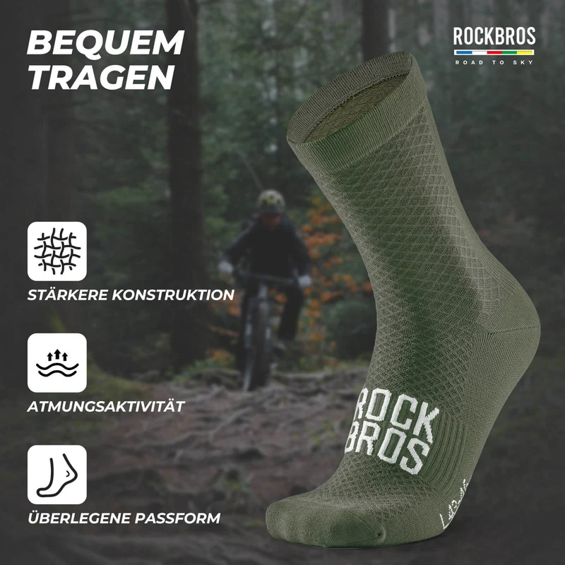 ROAD TO SKY Sportsocken Baumwolle Atmungsaktive Laufsocken für MTB & Rennrad