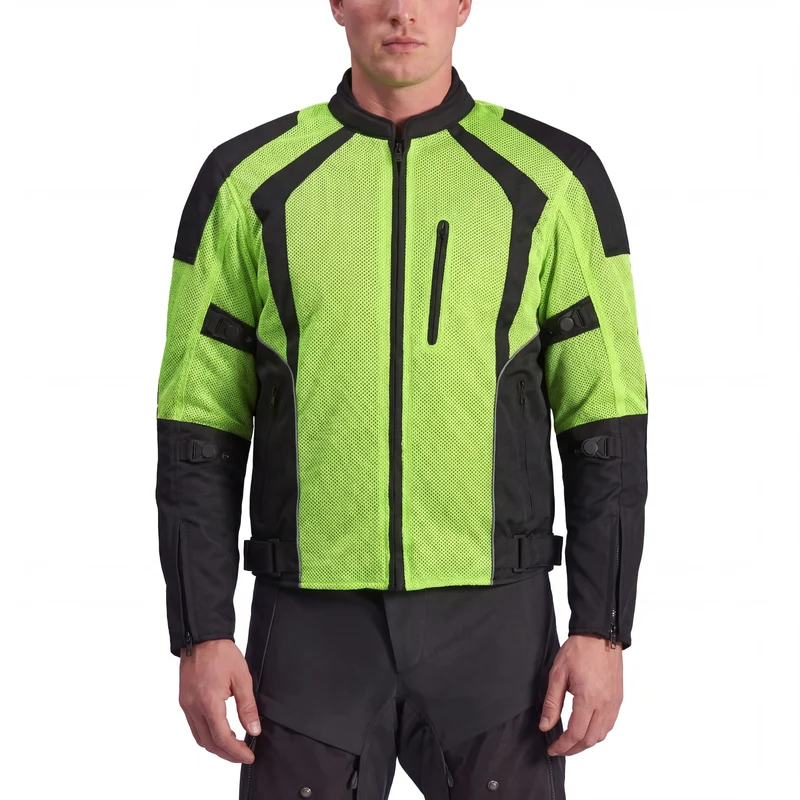 Men’s Black Mesh Motorcycle Jacket with CE Armor