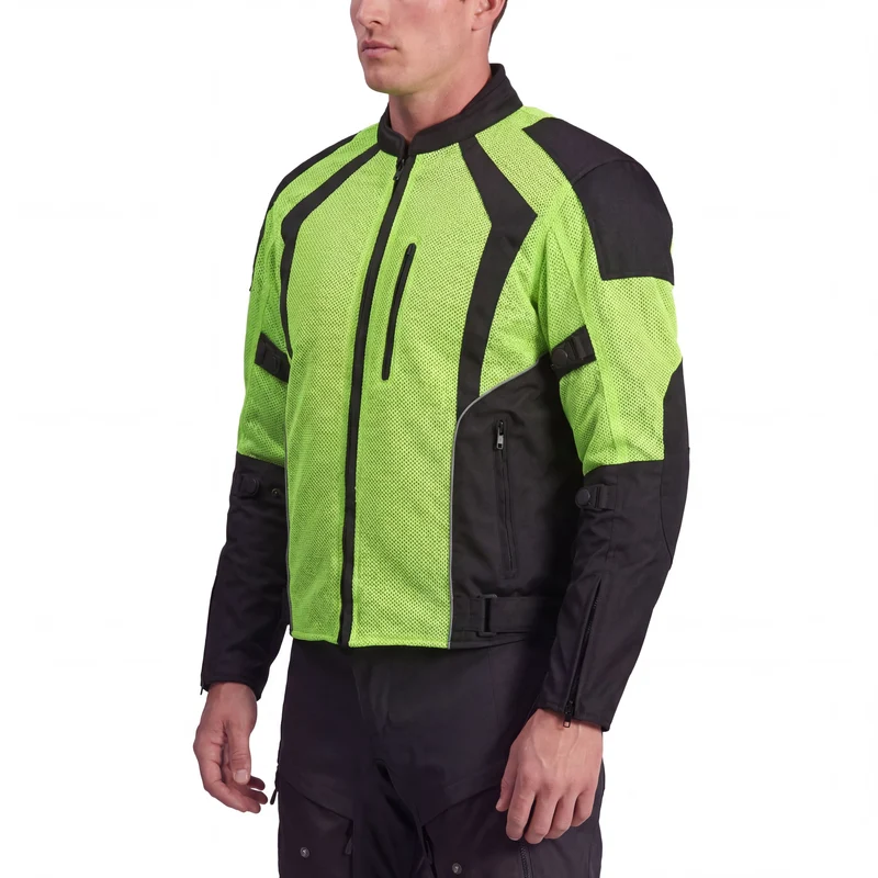 Men’s Black Mesh Motorcycle Jacket with CE Armor