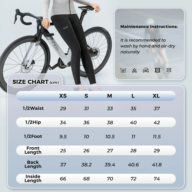 ROCKBROS Damen Winter Fahrradhose Lang Gepolstert Elastisch Atmungsaktiv
