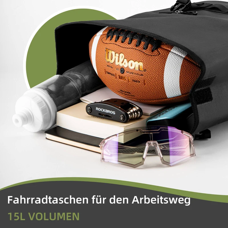 ROCKBROS Wasserdicht Fahrrad Gepäckträgertasche mit Schultergurt hinten 15L