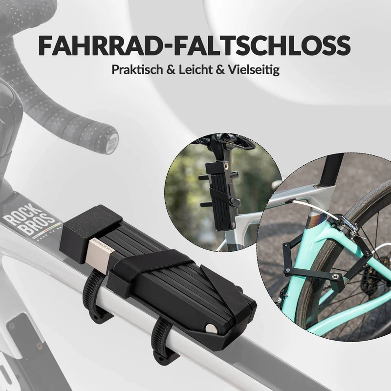 ROCKBROS Faltschloss Fahrradschloss mit Halterung