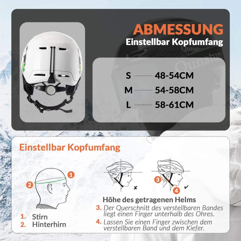ROCKBROS-Qunature Skihelm mit Ohrenschützern Schneehelm Winter für Skifahren