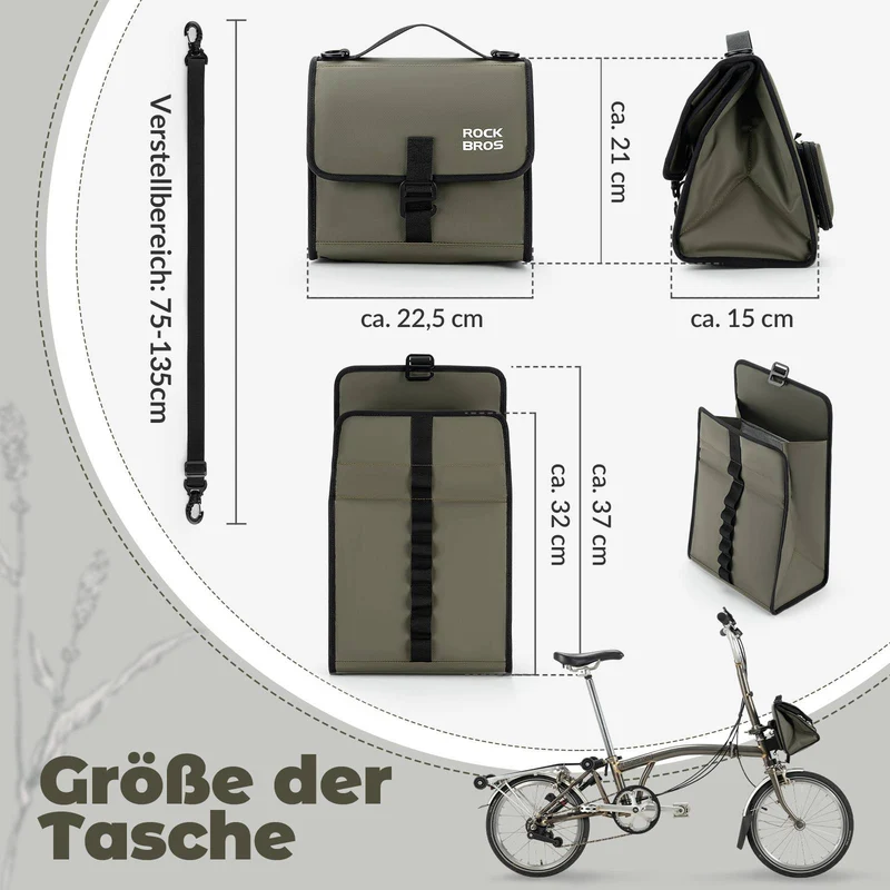 ROCKBROS Fahrradtasche Lenkertasche Fronttasche mit Schultergurt