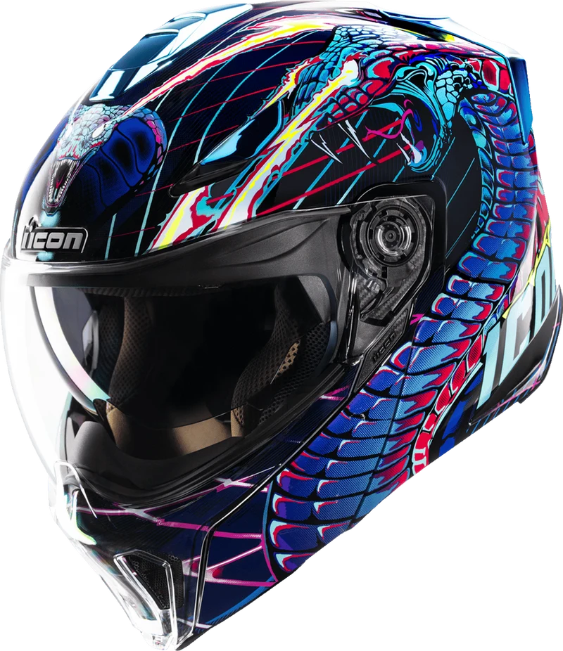 Icon Threshold Synthwave Lazer Cobra Modular Motorcycle Helmet