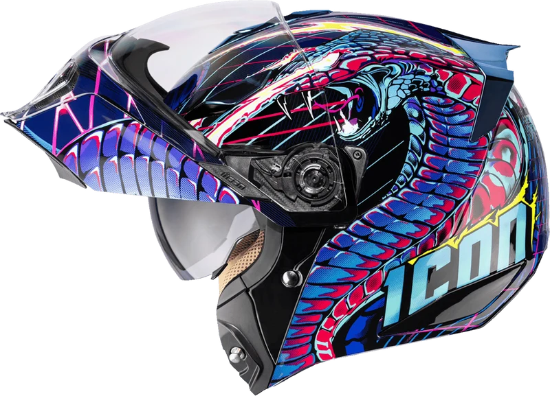 Icon Threshold Synthwave Lazer Cobra Modular Motorcycle Helmet