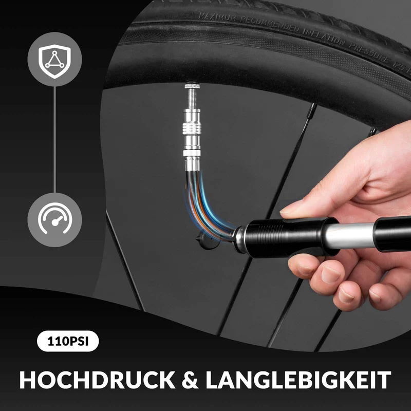 ROCKBROS Luftpumpe Handpumpe Schrader & Presta Ventile aus Aluminium