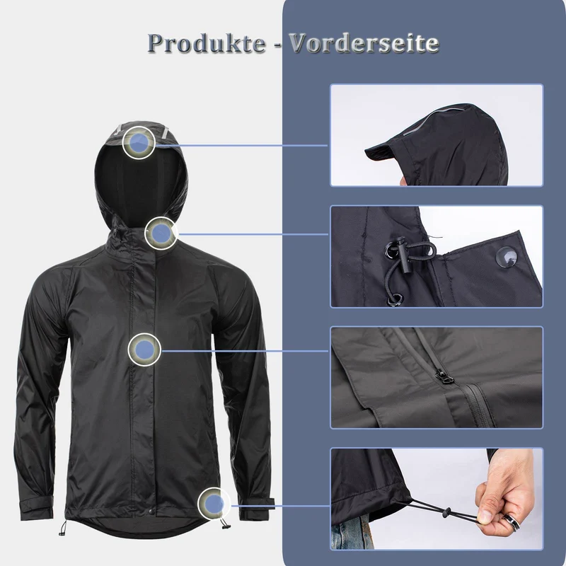 ROCKBROS Radsport Regenjacke Herren Wasserabweisend Leicht Fahrradjacke