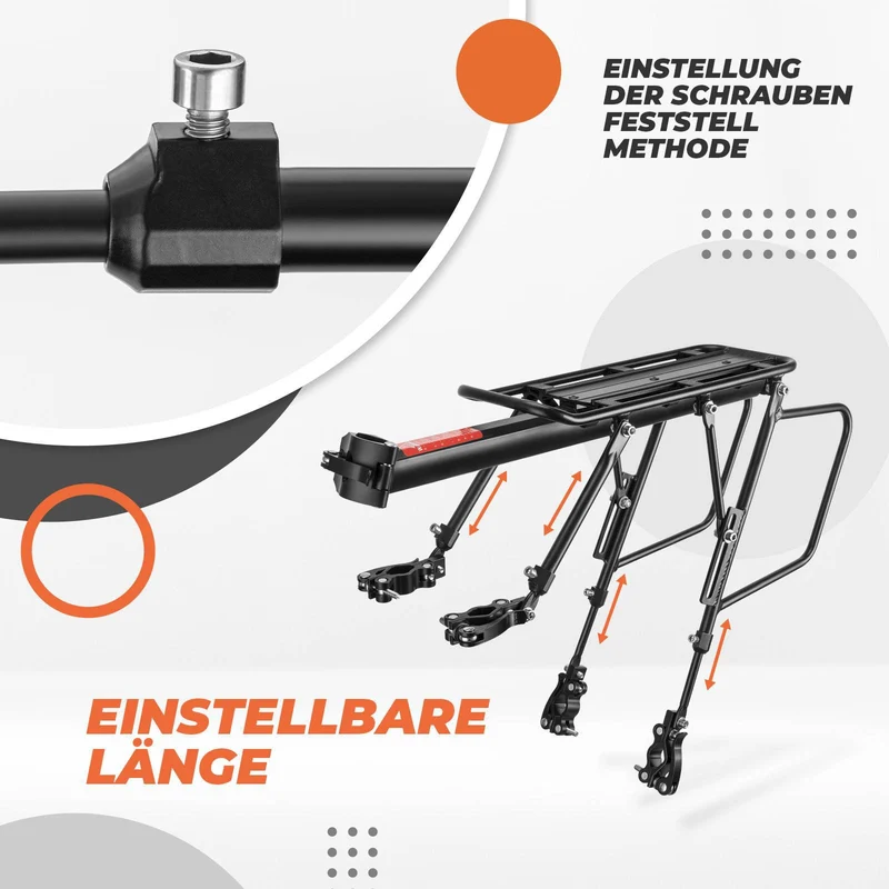 ROCKBROS Fahrrad Gepäckträger Verstellbar mit Schnellspanner Reflektor