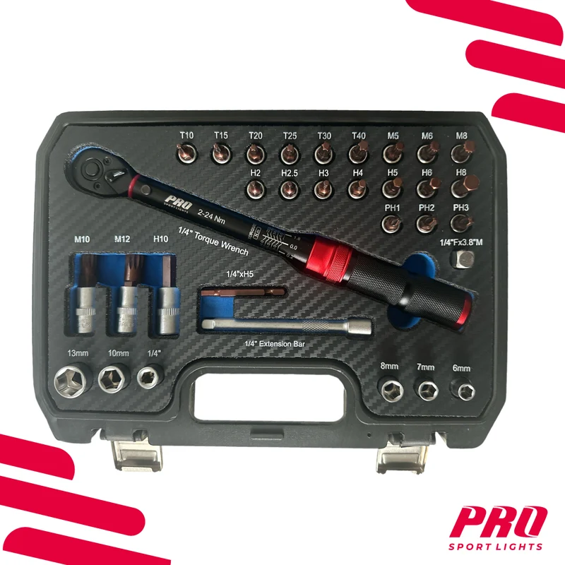Pro Sport Lights Momentsleutel Fiets 2–24 Nm – 32-delige Set, 1/4″
