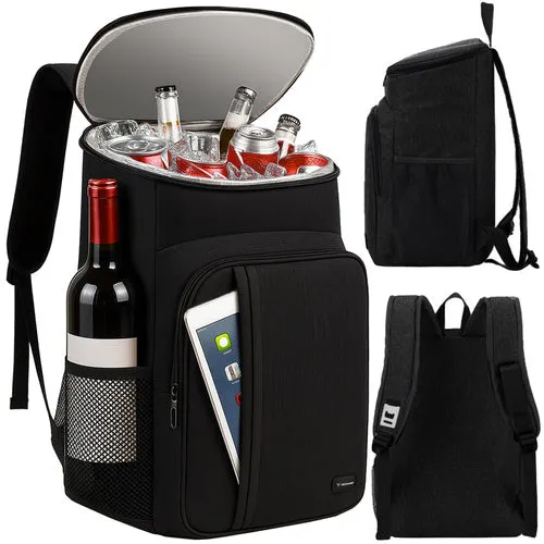 Koeltas 26 L Cooler Geïsoleerde Koelrugzak Rugzak Waterdicht Zwart