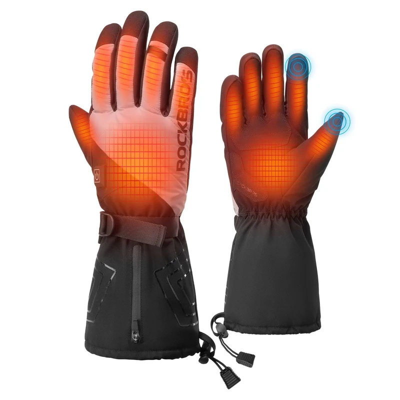 ROCKBROS Winter Handschuhe Beheizbare Fahrradhandschuhe mit Batterie M-XL