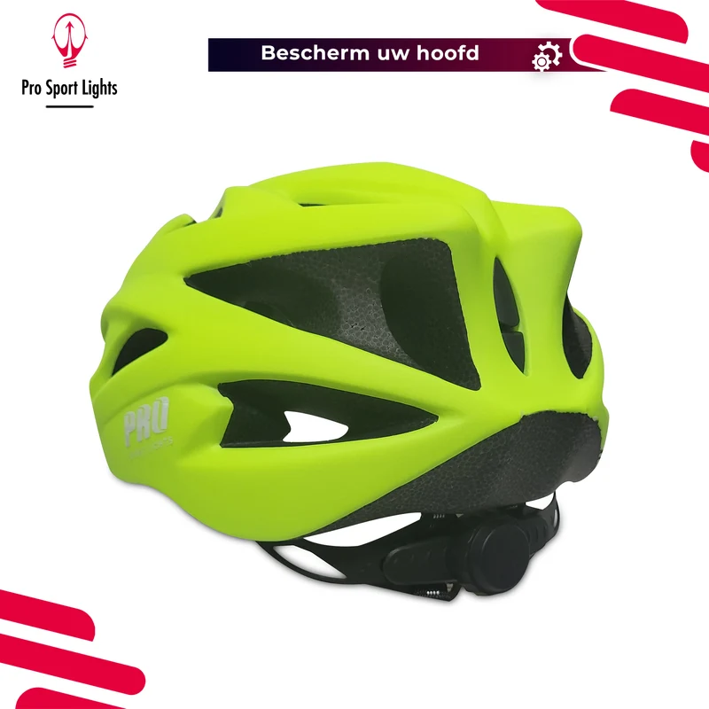 Fietshelm Pro Sport Lights Heren/Dames Flashy Geel/Groen