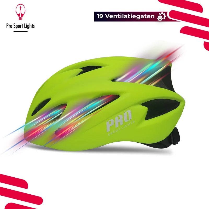 Fietshelm Pro Sport Lights Heren/Dames Flashy Geel/Groen