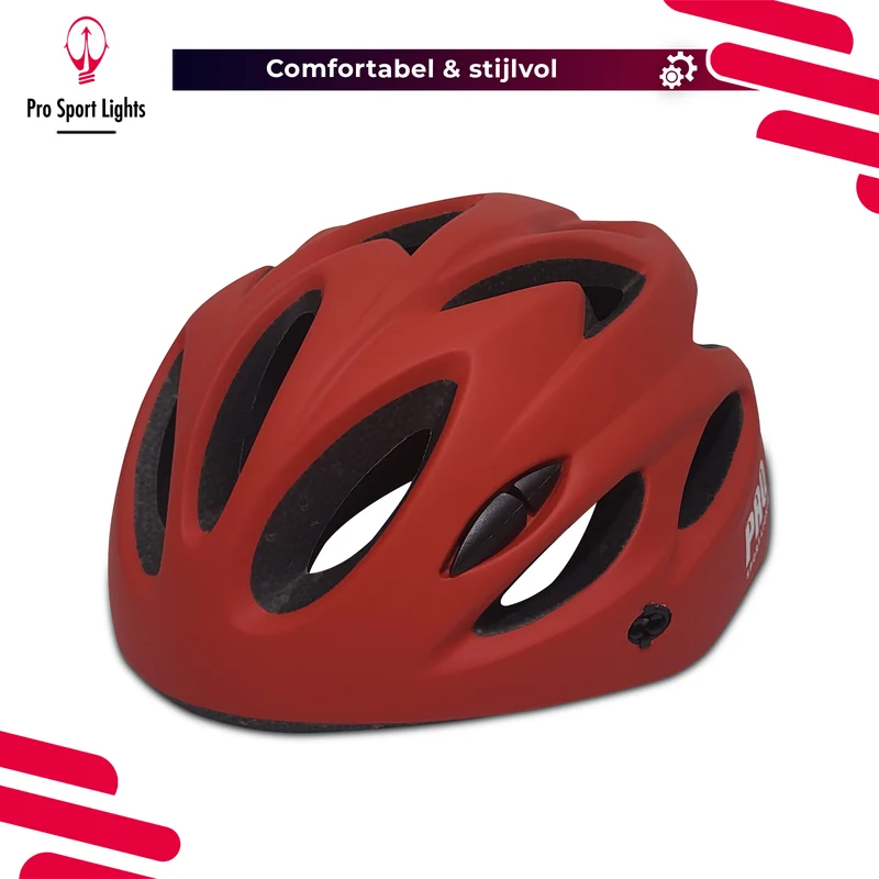 Pro Sport Lights Fietshelm Mat rood