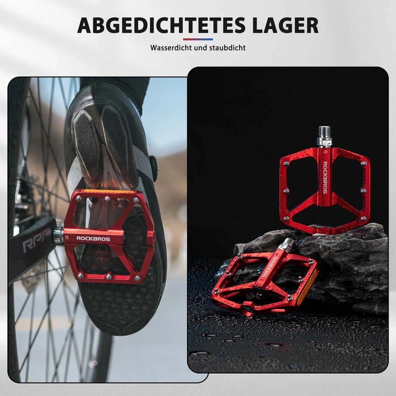 ROCKBROS Fahrradpedale mit Reflektoren aus Aluminiumlegierung 9/16 Zoll