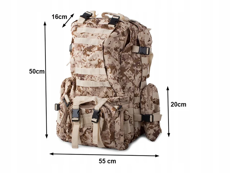 Tactische Survival camouflage rugzak 48,5 Liter Bruin