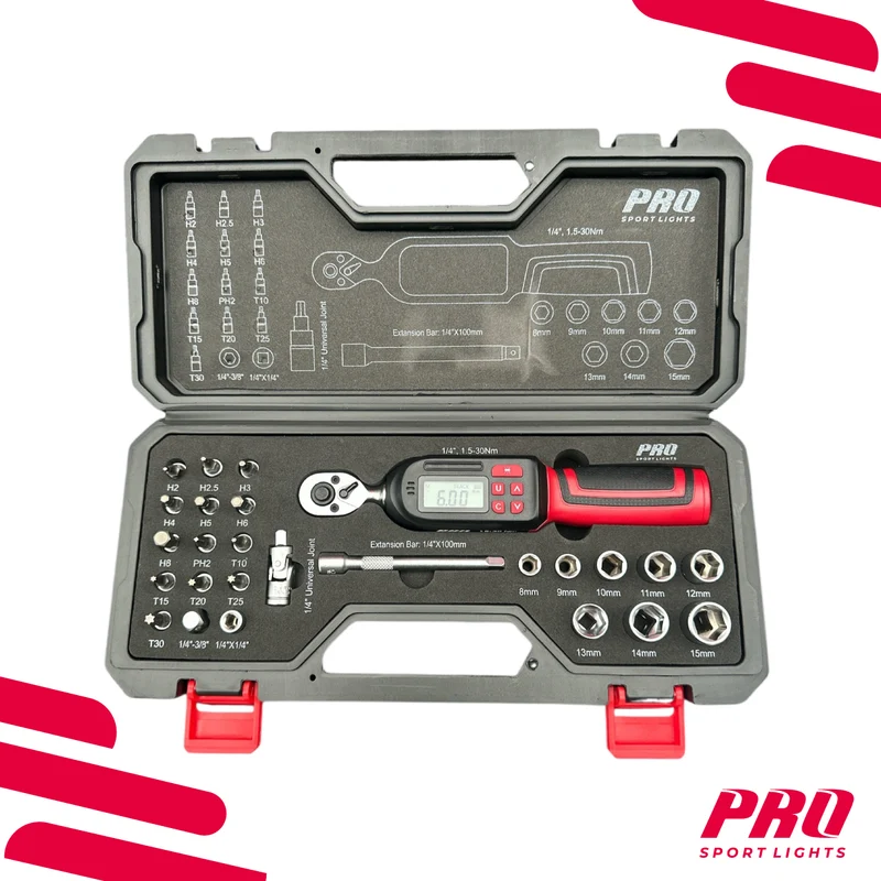 Momentsleutel Fiets 26-delig Set Digitaal 1,5-30 Nm 1/4" Momentsleutelset Digital