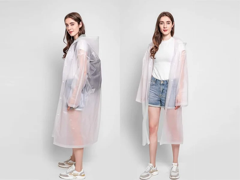 Regenjas Dames Heren Waterdichte Regenponcho Wit Met Capuchon One Size