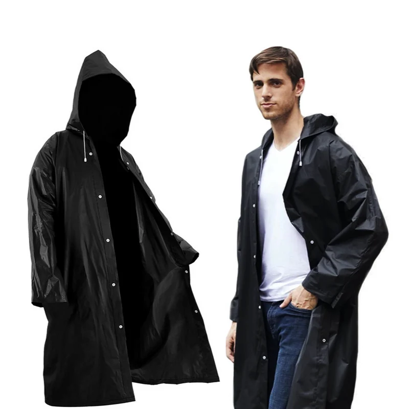 Regenjas Dames Heren Waterdichte Regenponcho Zwart Met Capuchon One Size
