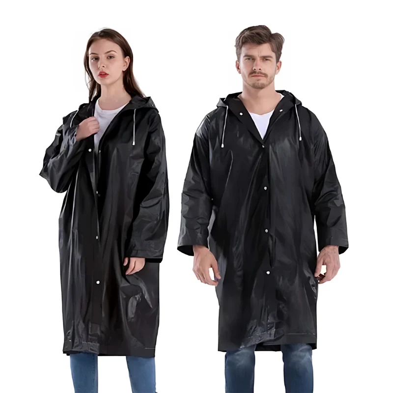 Regenjas Dames Heren Waterdichte Regenponcho Zwart Met Capuchon One Size