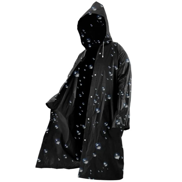Regenjas Dames Heren Waterdichte Regenponcho Zwart Met Capuchon One Size