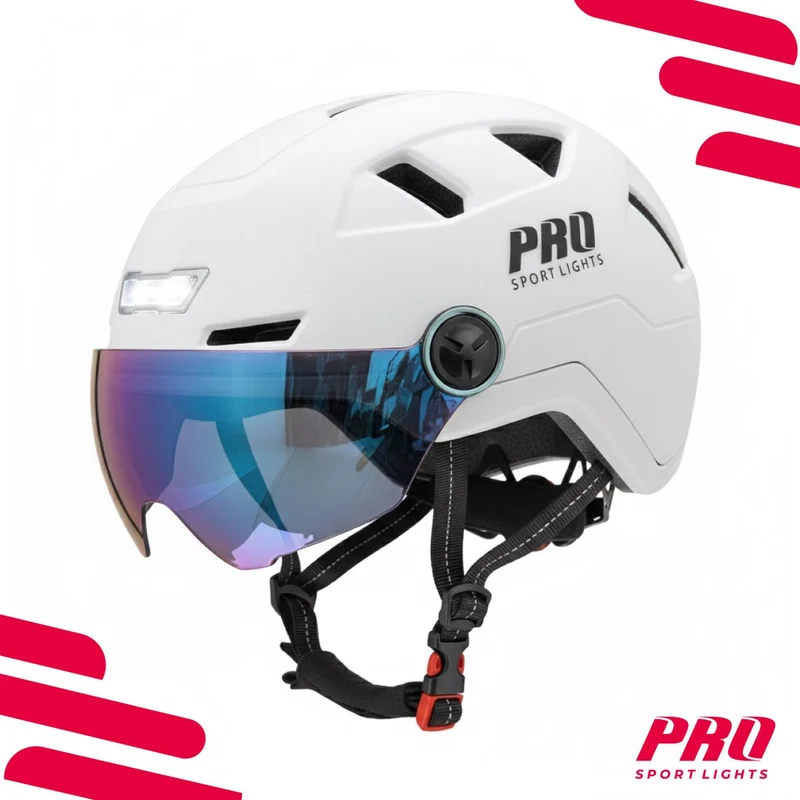 Pro Sport Lights Speed Pedelec Helm Ice NTA 8776 – LED, 2 Vizieren & Oorwarmers