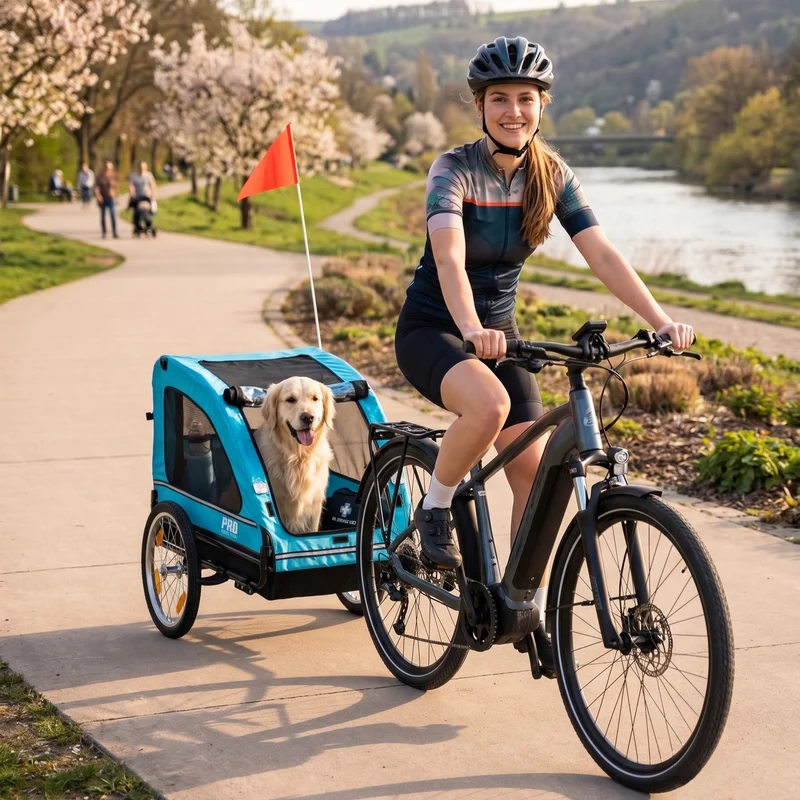 Fietskar Hond Blauw Luxe Hondenfietskar tot 30 KG Opvouwbaar Hondenkar Fiets