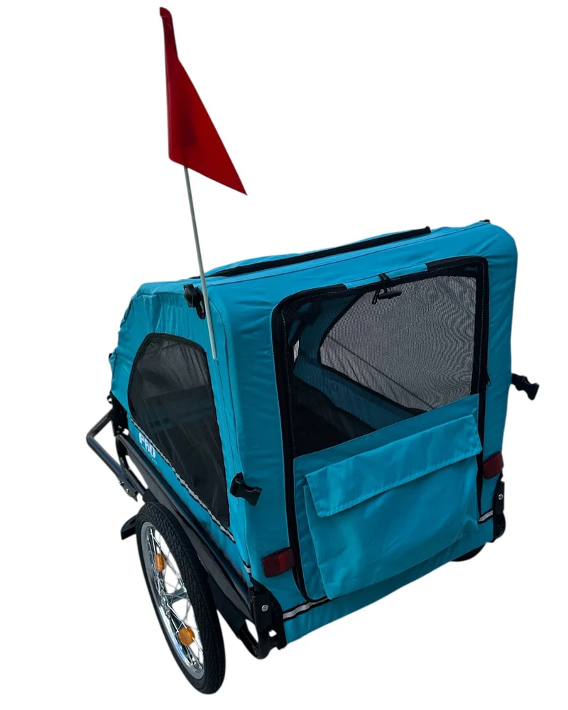 Hondenfietskar Blauw – Stevige Fietskar voor Honden met Reflectoren – Hondenkar tot 30 kg