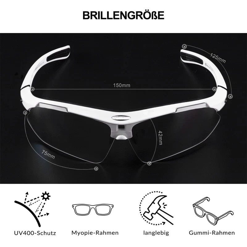 ROCKBROS Photochromic Sportbrillen Mit Austauschbarem Elastischem Stirnband