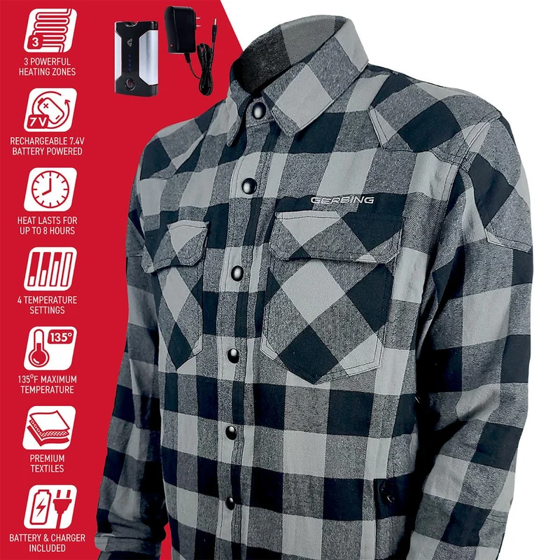 Gerbing Men's 7V Battery Heated Flannel Shirt