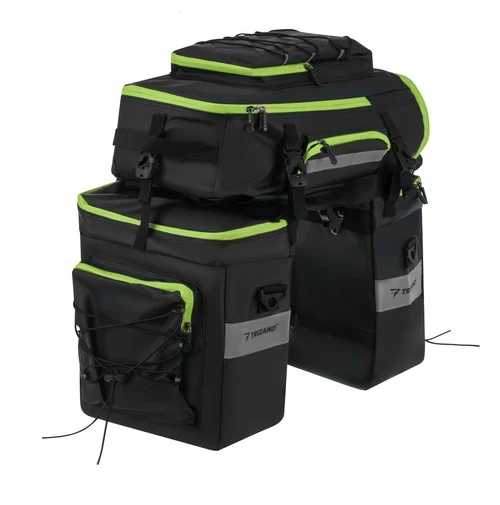 Dubbele Fietstas 53 Liter Fietstassen met Regenhoes Zwart Stadsfiets E-Bike
