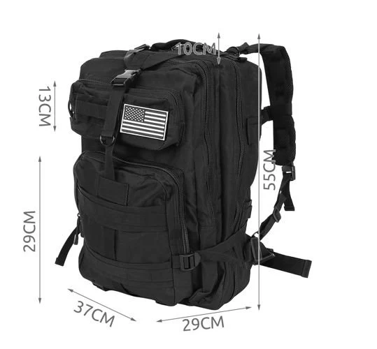 Militaire Rugzak XL Heren Dames 38 Liter Survival Tactische Rugtas - Zwart - Waterdicht