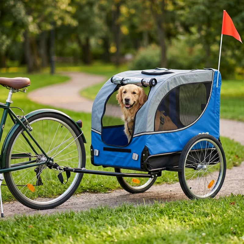 Fietskar Hond Premium Hondenkar Opvouwbaar – Blauw – Waterdicht – Tot 30kg