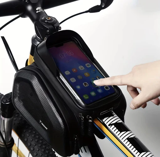 Fietstas Waterdicht Frametas met Telefoonhouder Zwart 2 Liter