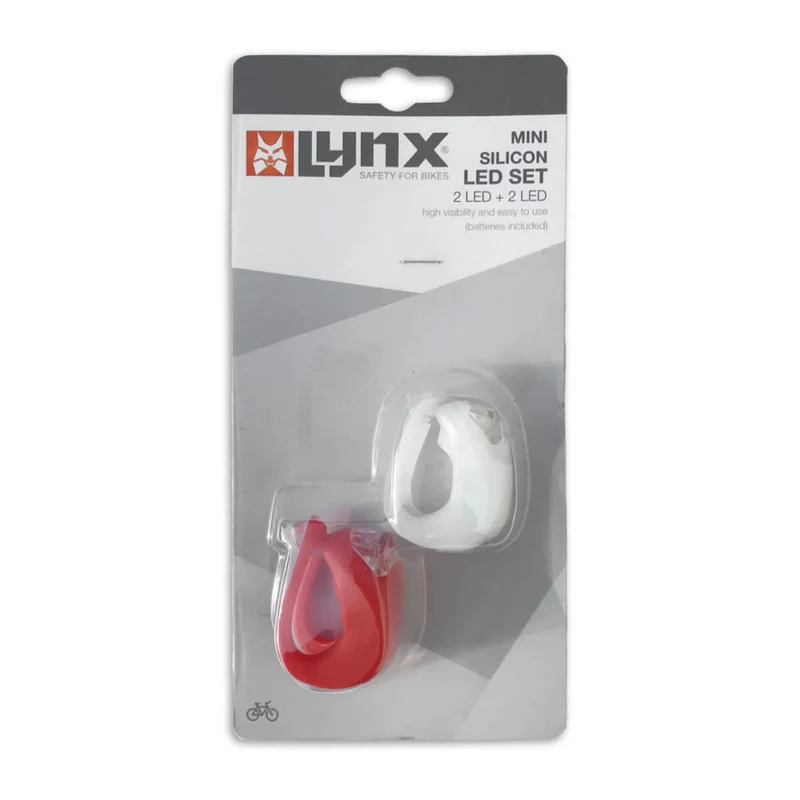 Lynx Siliconen Fietsverlichtingsset – Wit Voorlicht en Rood Achterlicht